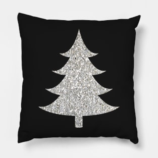 Minimalistic Silver Faux Glitter Christmas Tree Pillow