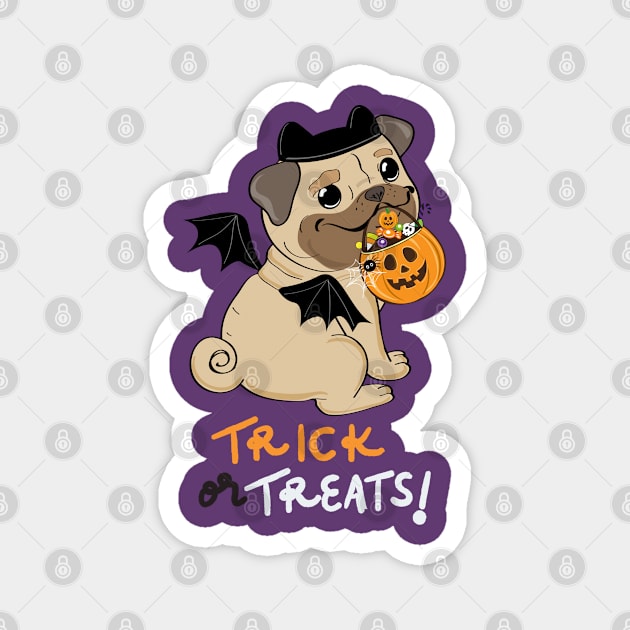 Halloween cartoon pug with candies Magnet by Rdxart