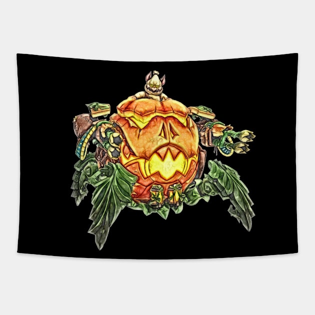 Overwatch Wrecking Ball Jack O Lantern Tapestry by Green_Shirts