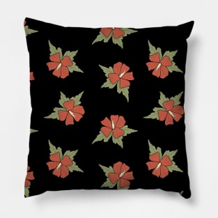 Red Hibiscus Pattern Pillow
