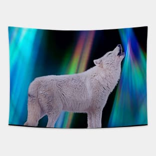 Aurora Borealis Wolf Song Tapestry