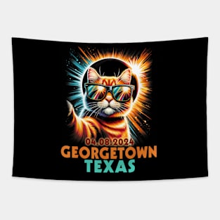 Cat Taking Selfie Total Solar Eclipse 2024 Georgetown Texas Tapestry