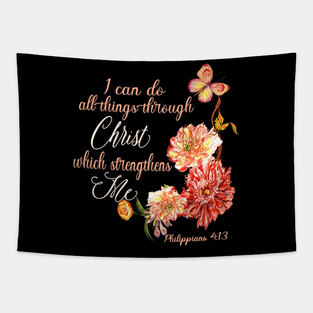 Christian Inspirational Verse Bojo Floral Scripture Tapestry by Kimmicsts