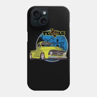 Texas-Style Custom Ford Truck Alamo scene yellow-green, blue and black colors Phone Case