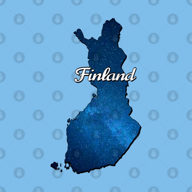 Blue map of Finland by Purrfect