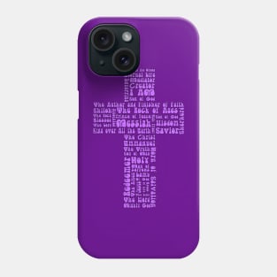 Funky Purple Retro Style Names of Jesus Cross Phone Case