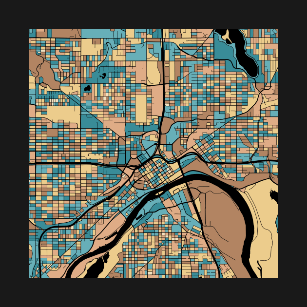 Saint Paul Map Pattern in Mid Century Pastel by PatternMaps