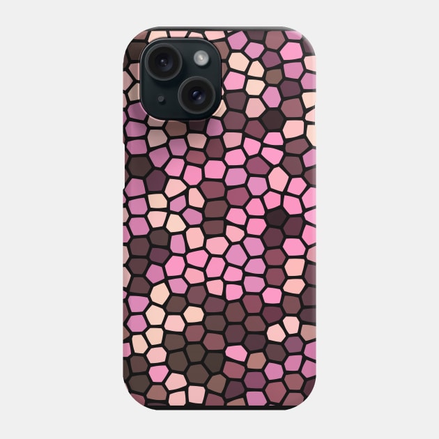 Painted Glass of Pixel Pink Hearts Pattern Phone Case by Peaceful Space AS