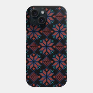 Palestinian Jordanian Embroidery Realistic Traditional Arabic Tatreez Pattern #4 blue-red Phone Case