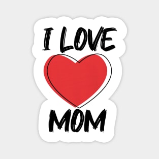 I Love Mom with Red Heart T-Shirt Magnet