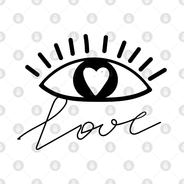 Pattern of eyes in love with heart and lettering. Valentine's day and love design. by CoCoArt-Ua