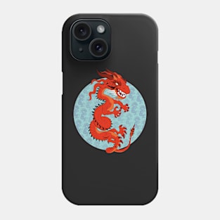 Red Dragon on Teal Phone Case