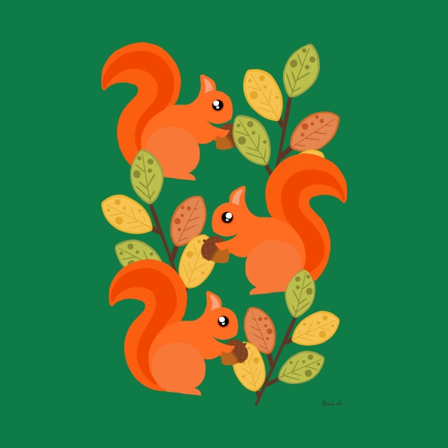 Three Busy Squirrels In A Tree by LittleBunnySunshine