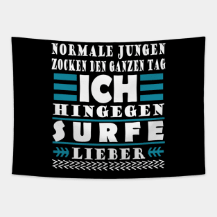 Surfen Jungs Surfbrett Welle Küste Spruch Tapestry