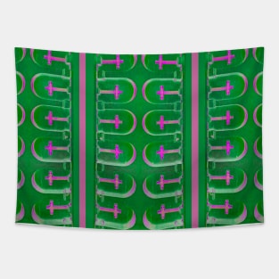 Pink crosses on green niches Tapestry