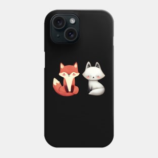 Cute little red fox and white fox Phone Case
