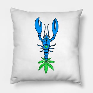 Rare Blue Lobster Third Eye Heart Chakra 420 Leaf Tail Pillow