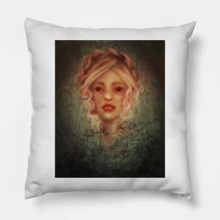 Pink Hair Spring Goddess Persephone Fairy Manga Style Lowbrow Portrait Pillow