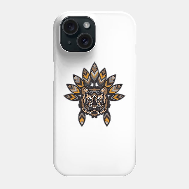 Tiger Head With Indian Feathers Ready Phone Case by sorashop