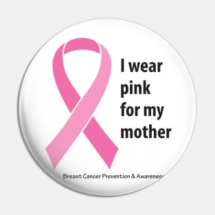 Breast cancer ribbon for mother, with black type Pin