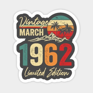 vintage march 1962 birthday retro Magnet