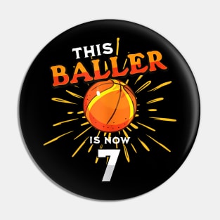 This Baller Is Now 7 Basketball Bday 7Th Birthday Party Pin