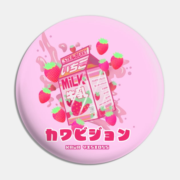 Milk Box Strawberry,T-Shirt Ichigo Pin by Kowhai Art