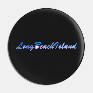 Long Beach Island LBI Blue Script Pin