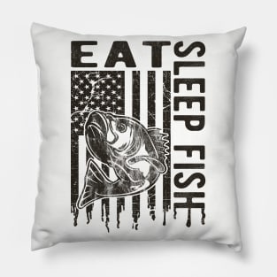 Eat, Sleep, Fish, Vintage Style Funny Fishing Gift Pillow