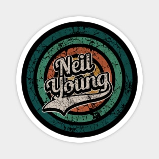 Neil Young // Retro Circle Crack Vintage Magnet