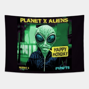 Cool 80's Retro Alien Happy Monday Sci Fi Tapestry