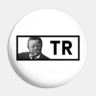 TR: Black & White President Roosevelt Portrait Pin