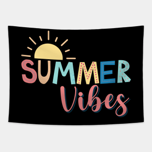 Colorful Summer Vibes Text with Sun Tapestry