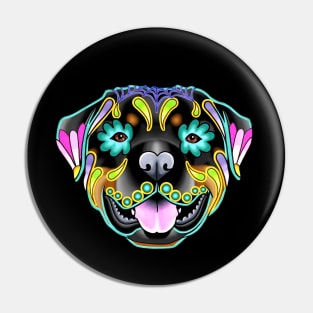 Rottweiler - Day of the Dead Sugar Skull Dog Pin