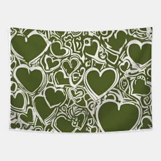 Heart Olive Green Shadow Silhouette Anime Style Collection No. 240 Tapestry