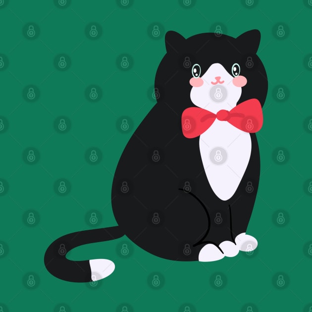 Tuxedo Cat with a Smart Bow Tie by tinyfloofstar