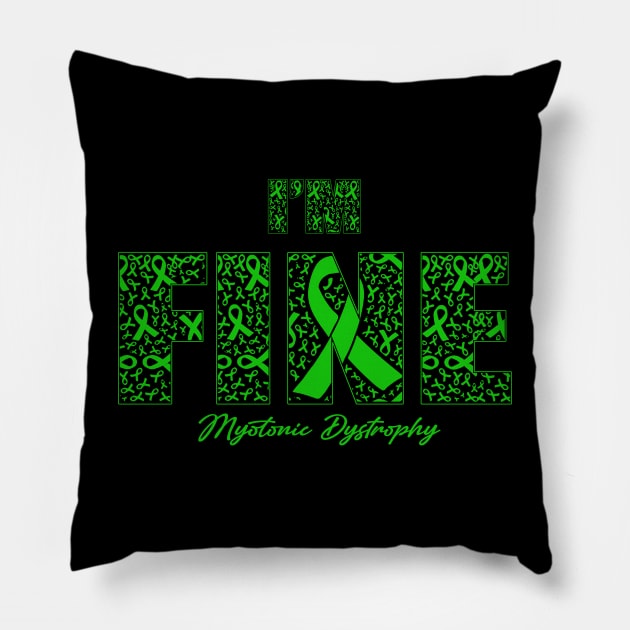 Myotonic Dystrophy Awareness Fine Ribbons - In This Family We Fight Together Pillow by BoongMie