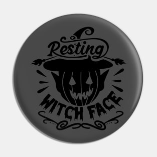 halloween witche face scary text art design Pin