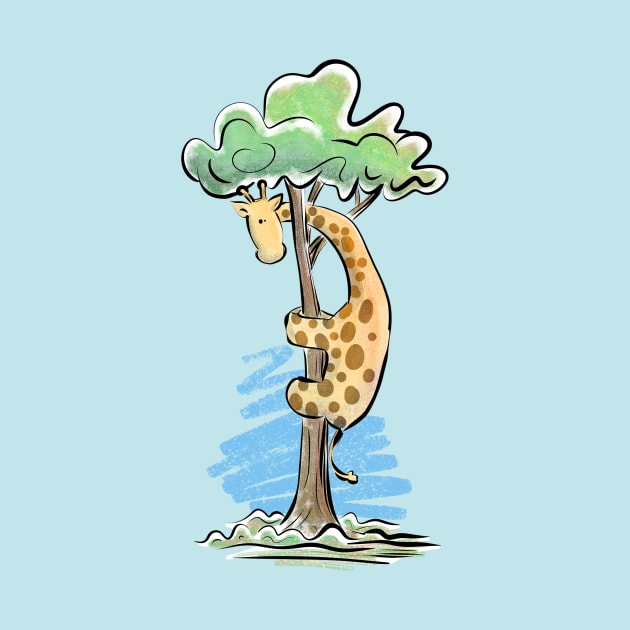 Giraffe in a tree by Jason's Doodles