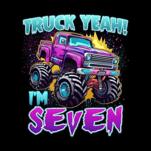 Truck yeah Birthday Tee Seven year old Girl Tee Monster Truck Birthday Country Birthday Kids Gift copy by ttao4164