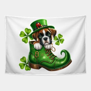 Boxer Dog Shoes For Patricks Day Tapestry