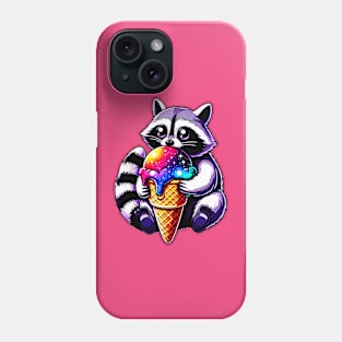 Cute Raccoon Eating A Space Cream Cone Phone Case