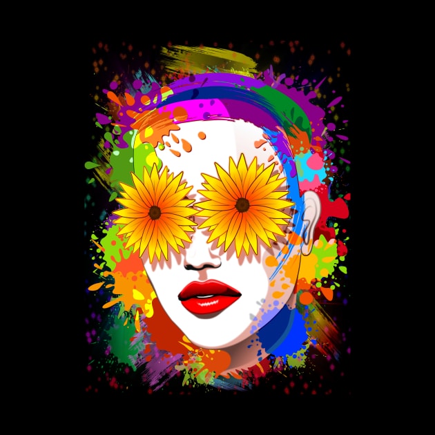 Girl Summer Flowers Eyes by BluedarkArt