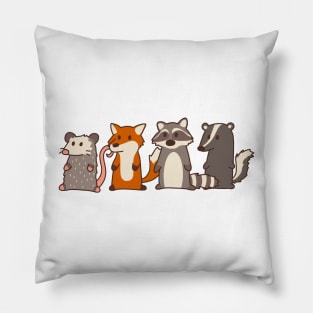 opossum, fox, raccoon and skunk woodland friends Pillow