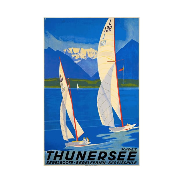 Sailing on the Thunersee, Switzerland - Vintage Travel Poster Design by Naves