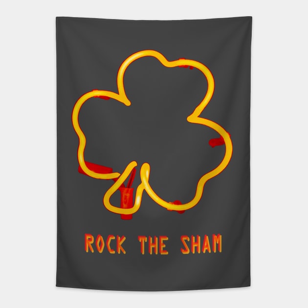 Irish Shamrock Pun - Rock The Sham Tapestry by badlydrawnbabe