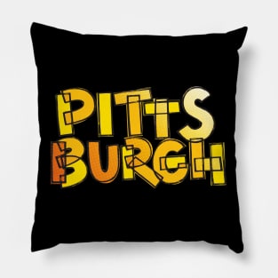 Pittsburgh Fan Black and Yellow Chunky Lettering Pillow