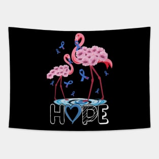 Flamingo Hope Blue Ribbon Diabetes Type 1 Awareness Tapestry