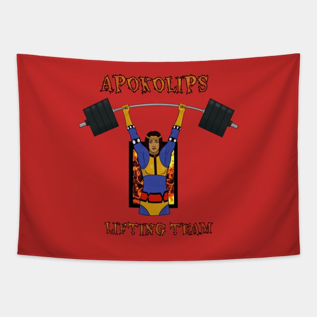 Apokolips Lifting Team Tapestry by Notorious Steampunk