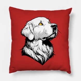 Stunning and Cool Golden Retriever Monochrome and Gold Portrait for Father's Day Pillow